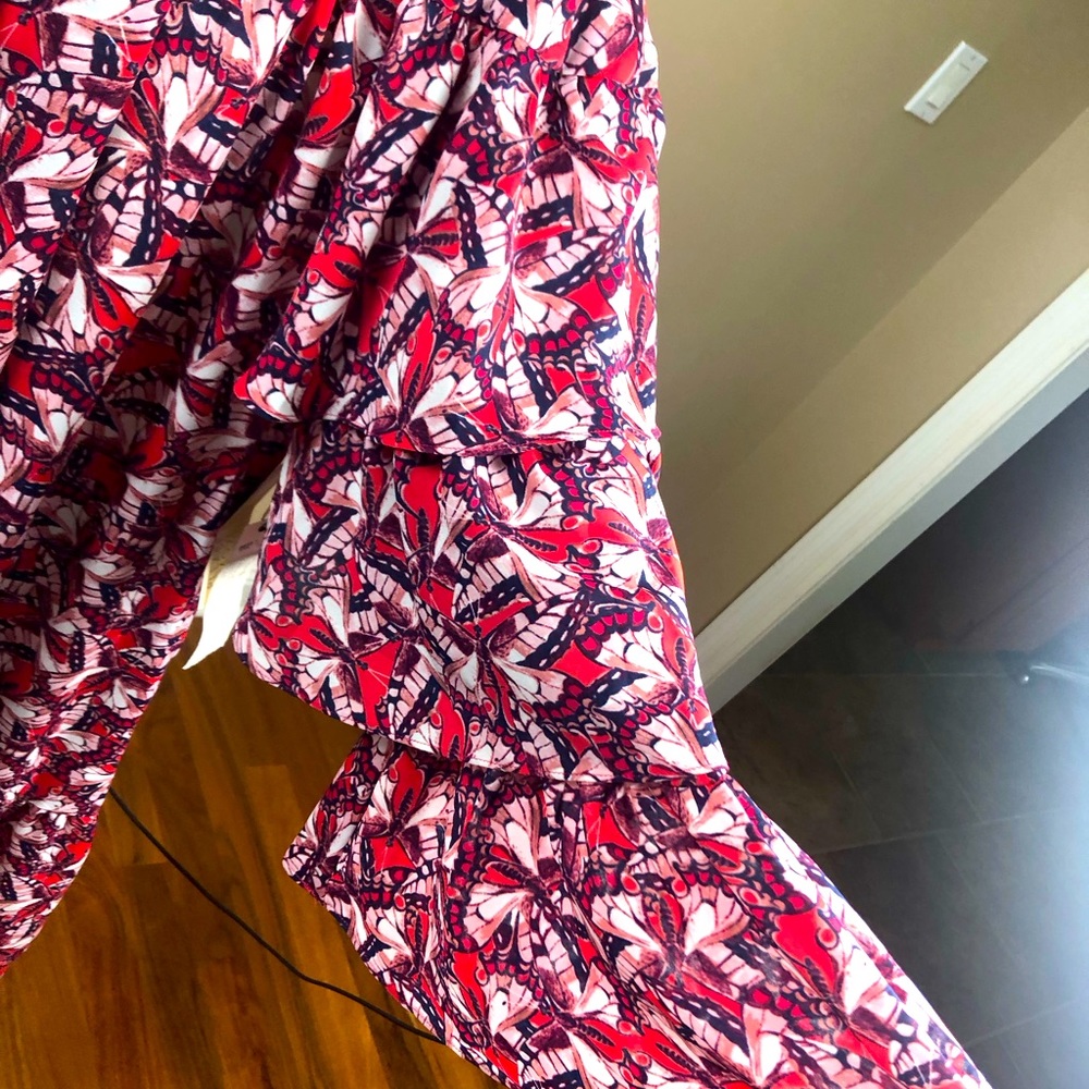 Happy X Nature Kate Hudson butterfly print ruffled and tiered maxi dress, L, NWT - Picture 2 of 4
